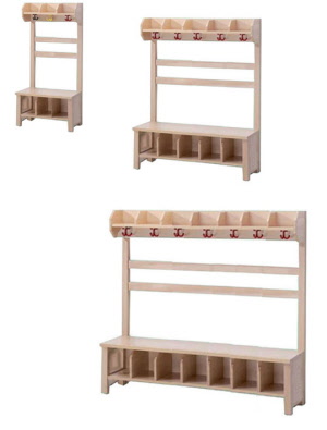 Garderobenablage mit Facheinteilung und Haken, Hakenleisten, Garderobe